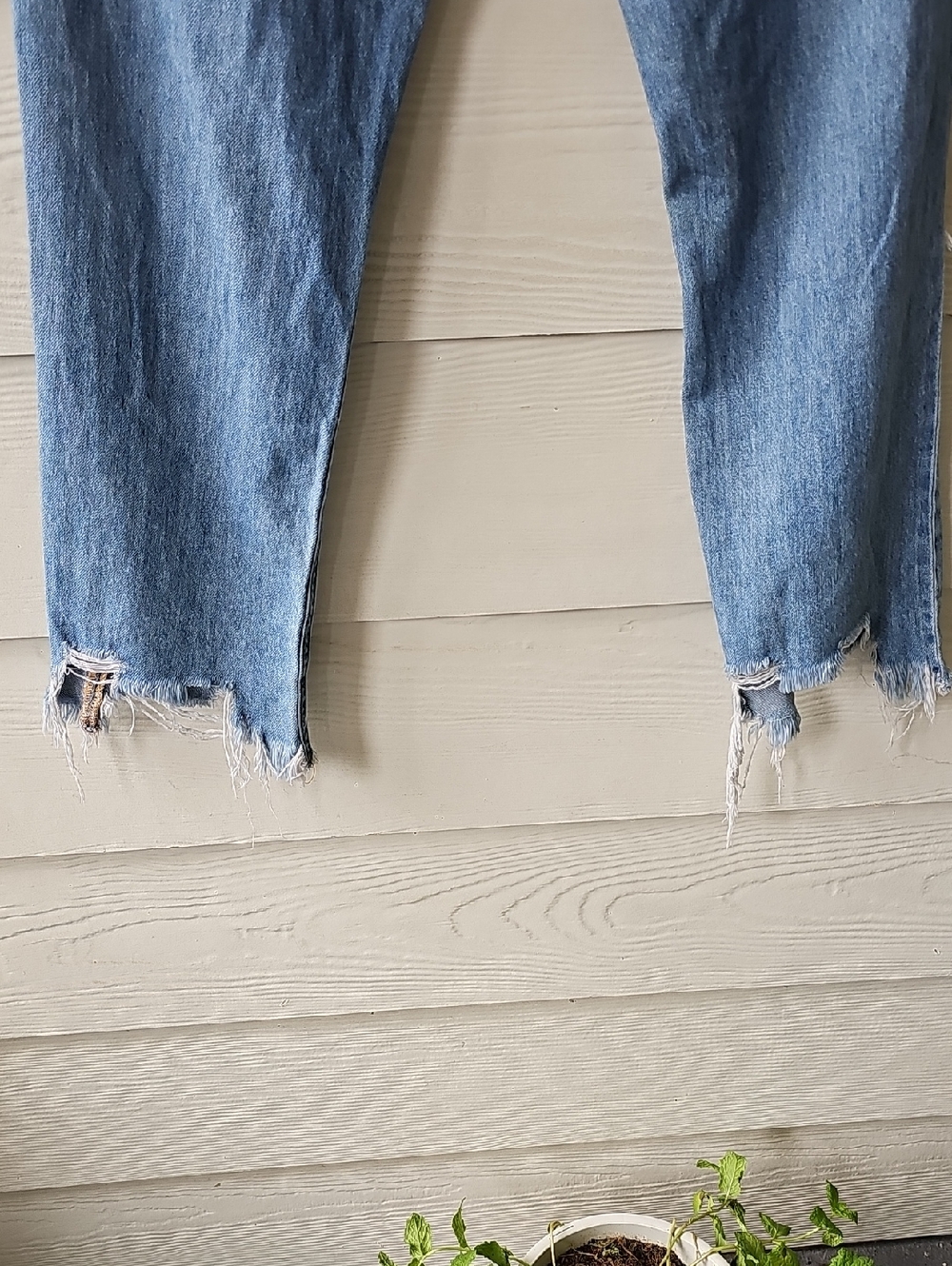 Light Blue Distressed Boyfriend Jeans with Frayed Hem - Picture 10 of 10
